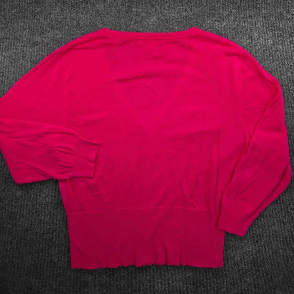 Cabi Cardigan Women Large Pink 100%‎ Cotton V-Neck Button Front Ribbed Knit 885